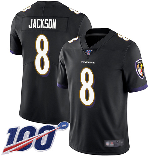 Baltimore Ravens Limited Black Men Lamar Jackson Alternate Jersey NFL Football #8 100th Season Vapor Untouchable->baltimore ravens->NFL Jersey